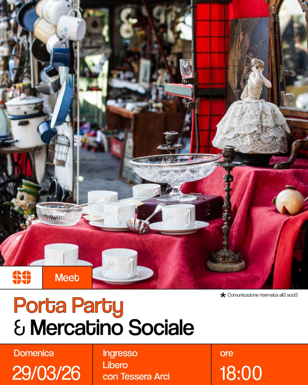 Meet Porta party & mercatino sociale 29 marzo 2026