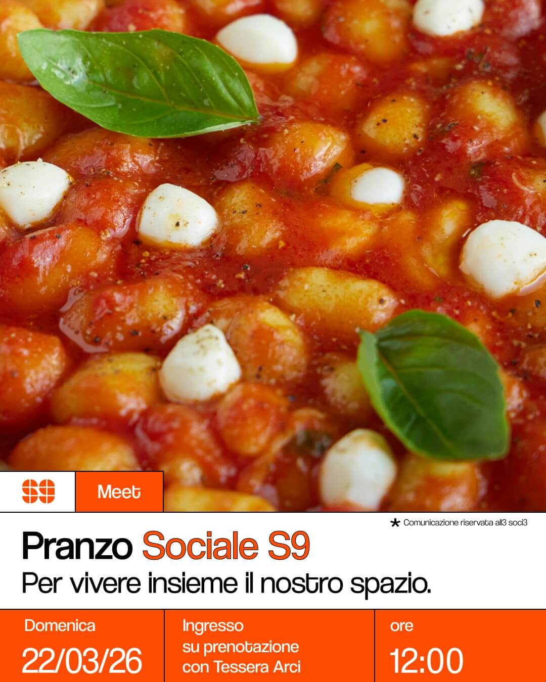 Meet Pranzo Sociale S9 Per vivere insieme il nostro spazio 22 marzo 2026