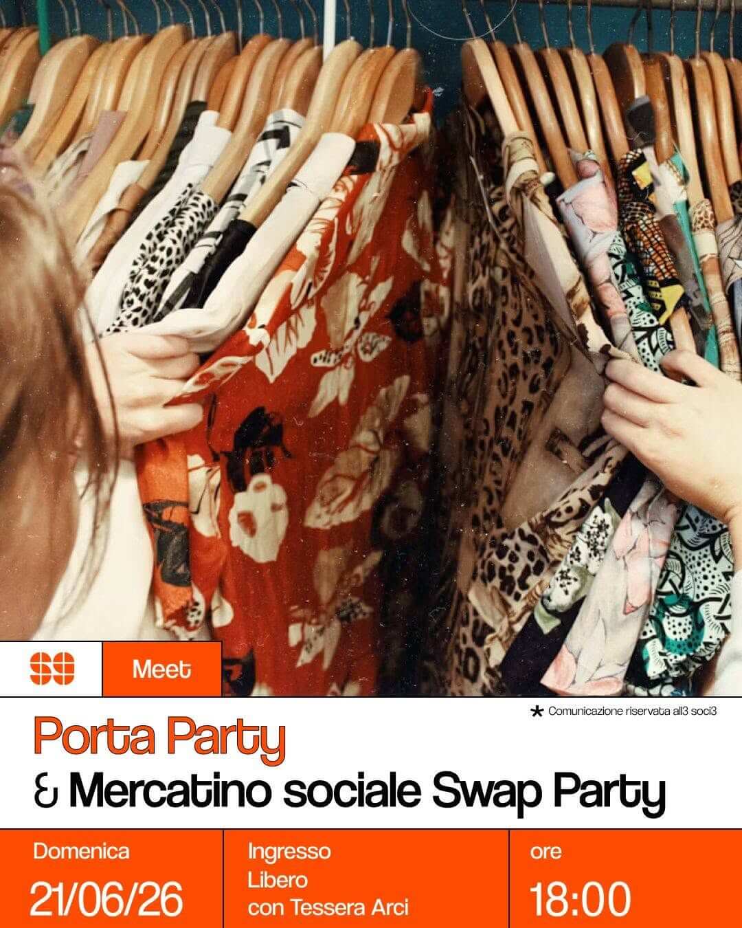 Meet Porta Party & Mercatino sociale Swap Party 21 giugno 2026