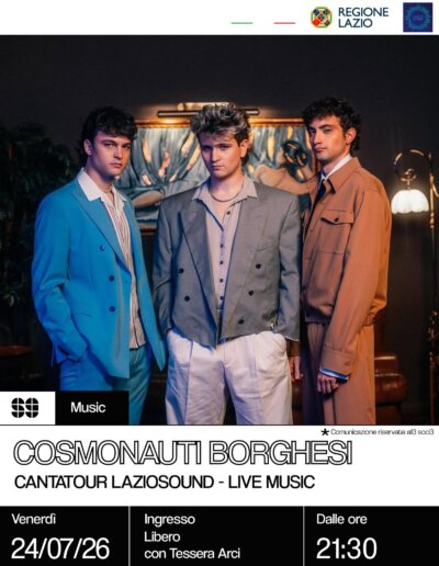 Music Cantatour Laziosound Live music Cosmonauti Borghesi 24 luglio 2026