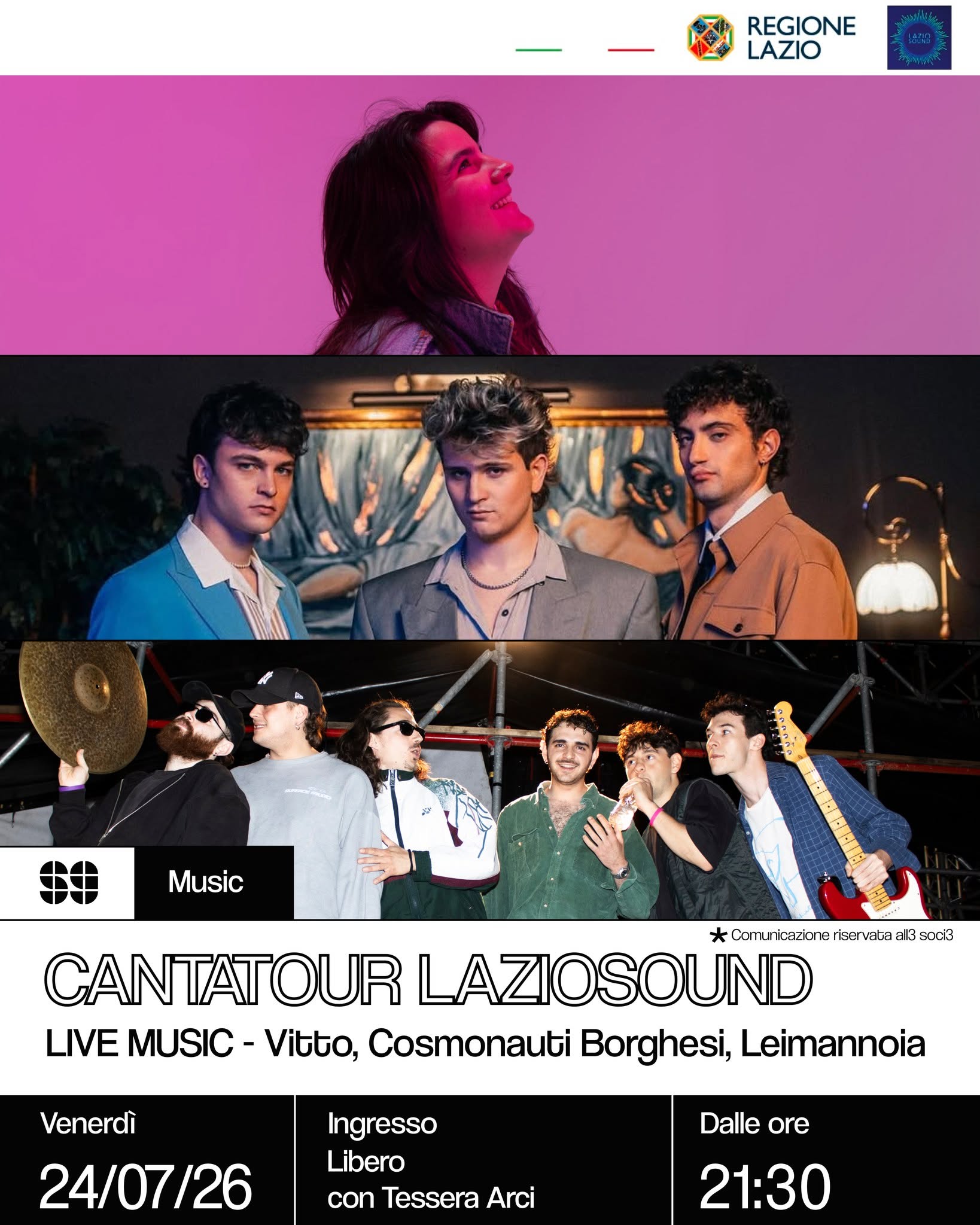 Music Cantatour Laziosound Live music Vitto, Cosmonauti Borghesi, Leimannoia 24 luglio 2026