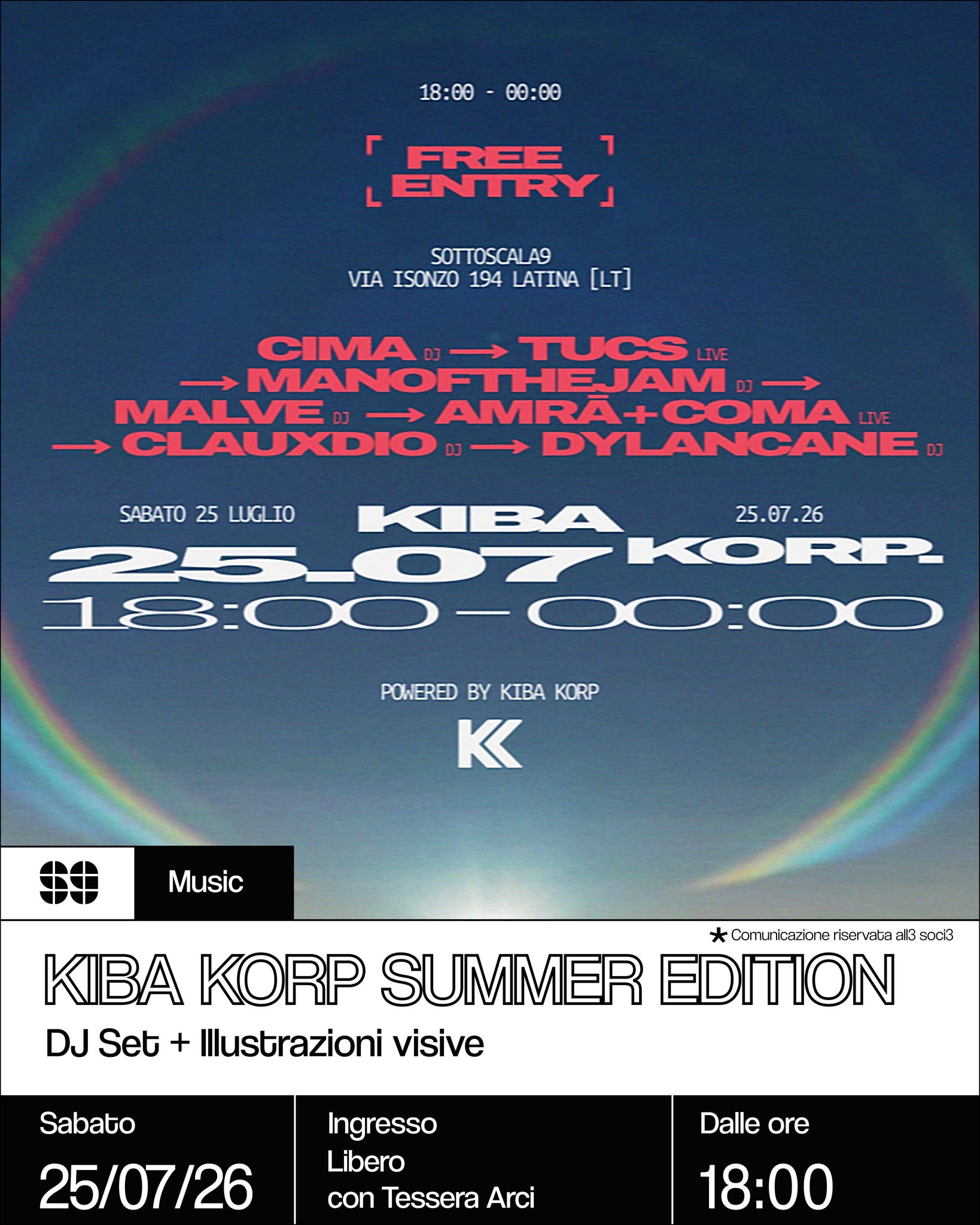 Music Kiba Korp Summer Edition DJ Set + Illustrazioni visive + 25 luglio 2026