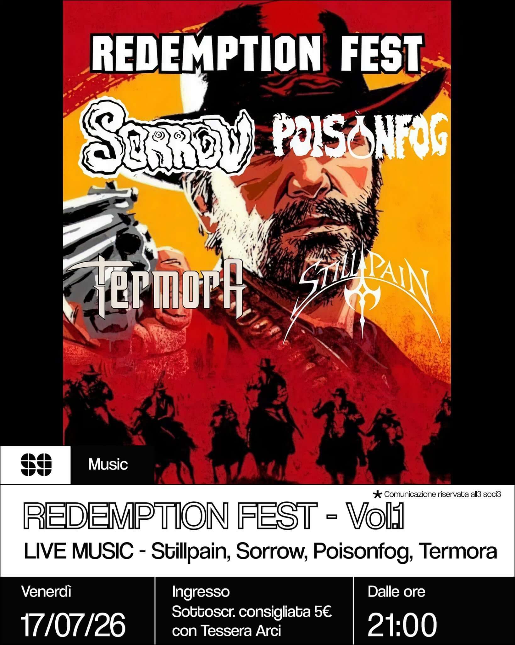 Music Redemption Fest Vol.1 Stillpain Sorrow Poisonfog Termora 17 luglio 2026