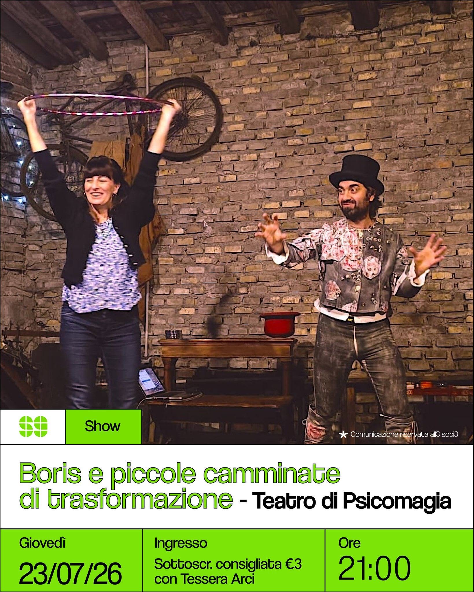 Show Borisi e piccole camminate di strasformazione Teatro di psicomagia luglio 2026