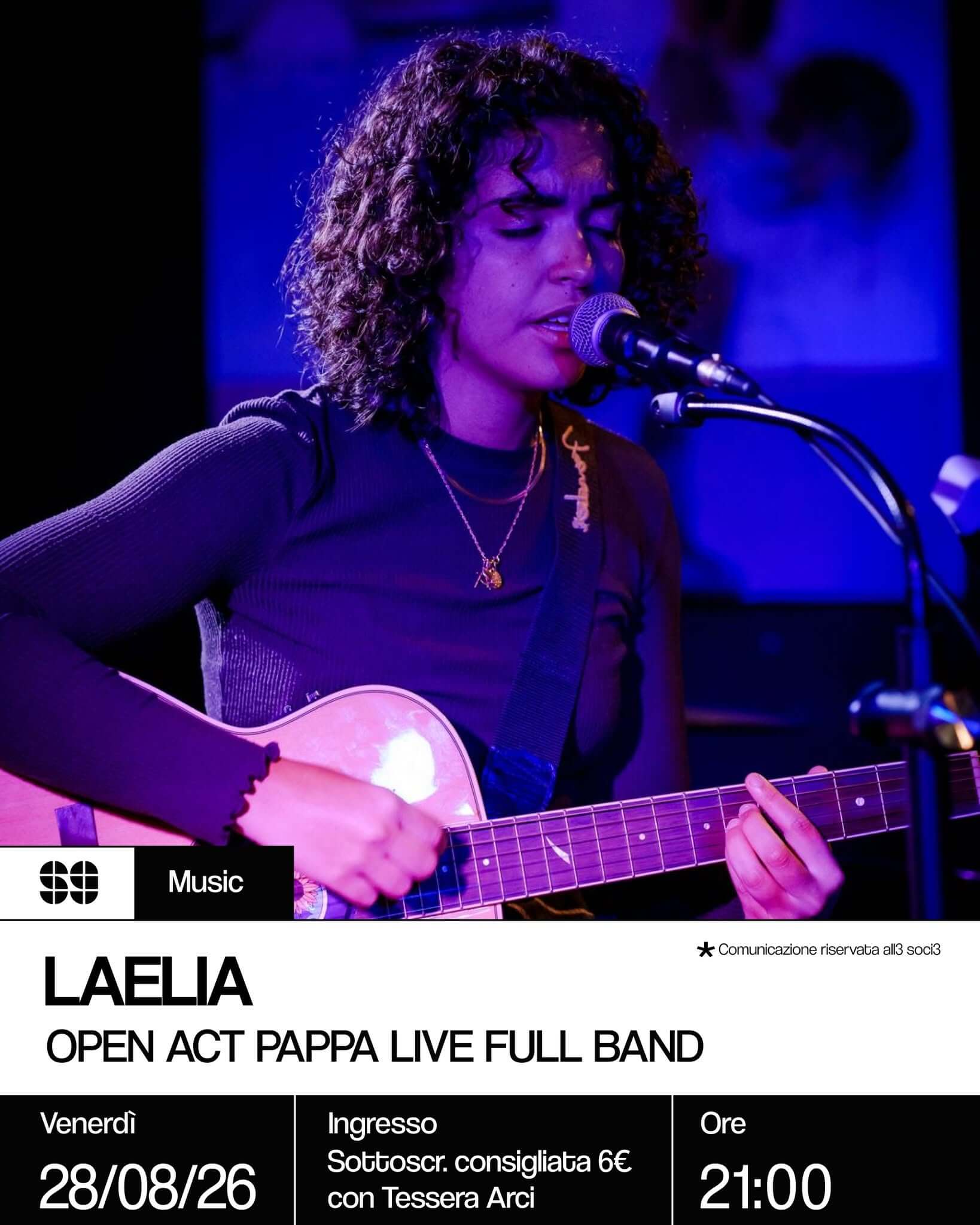 Music Laelia open Act Pappa live with full band 28 agosto 2026
