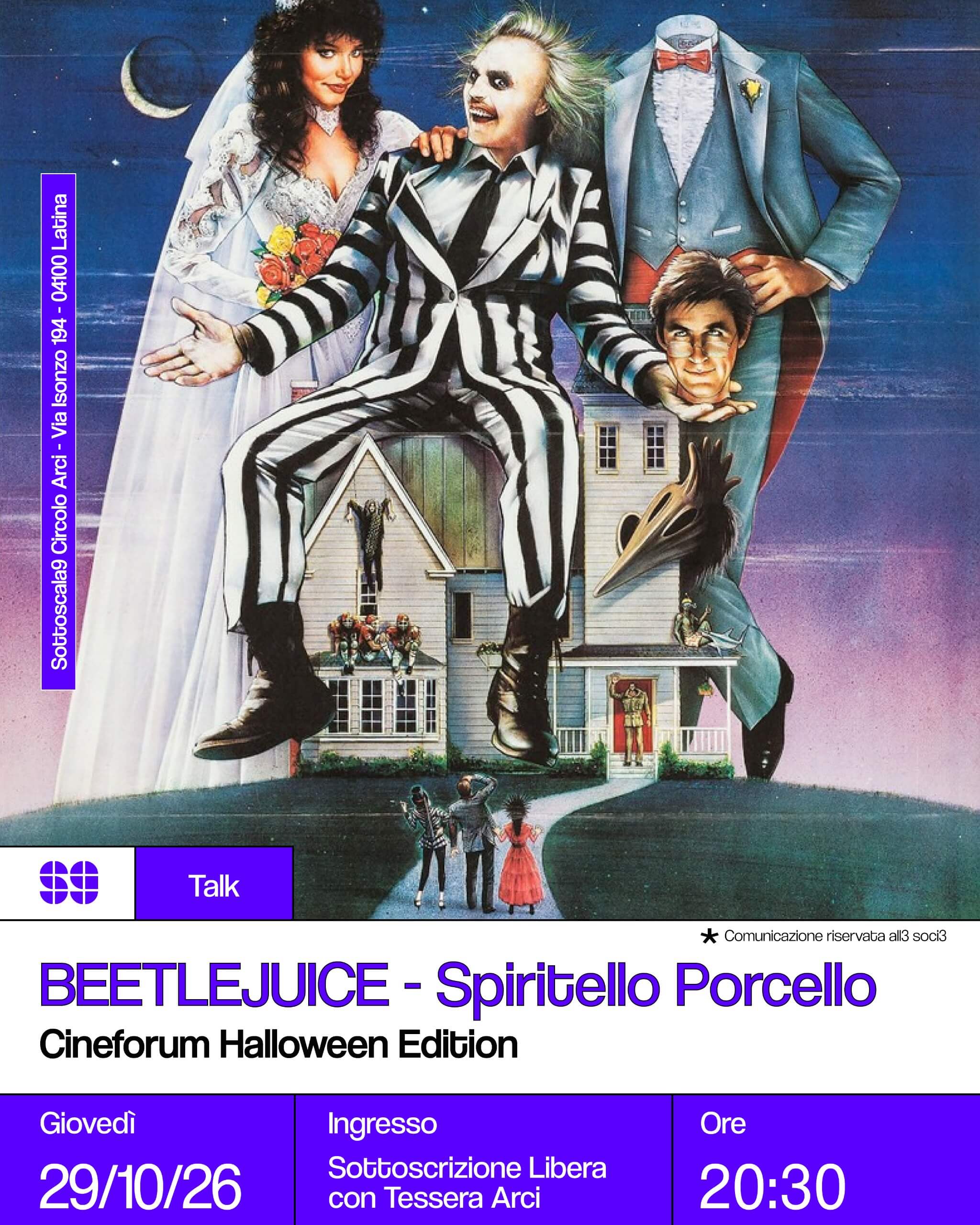 Talk Beetlejuice spiritello porcello Cineforum 29 ottobre 2026